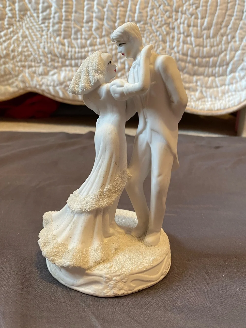 K's Collection ceramic white wedding cake topper bride groom 6.5 inches